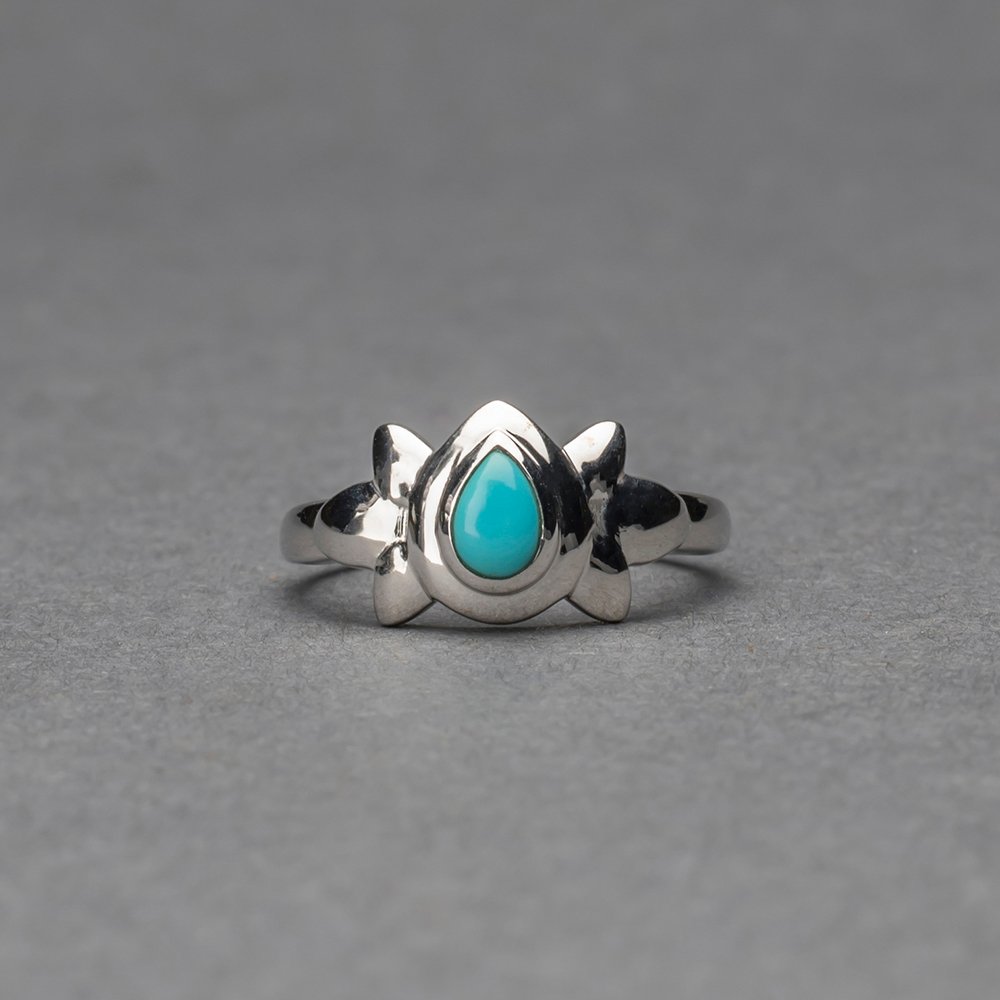 Sterling Silver Rhodium Plated Ring With Turquoise